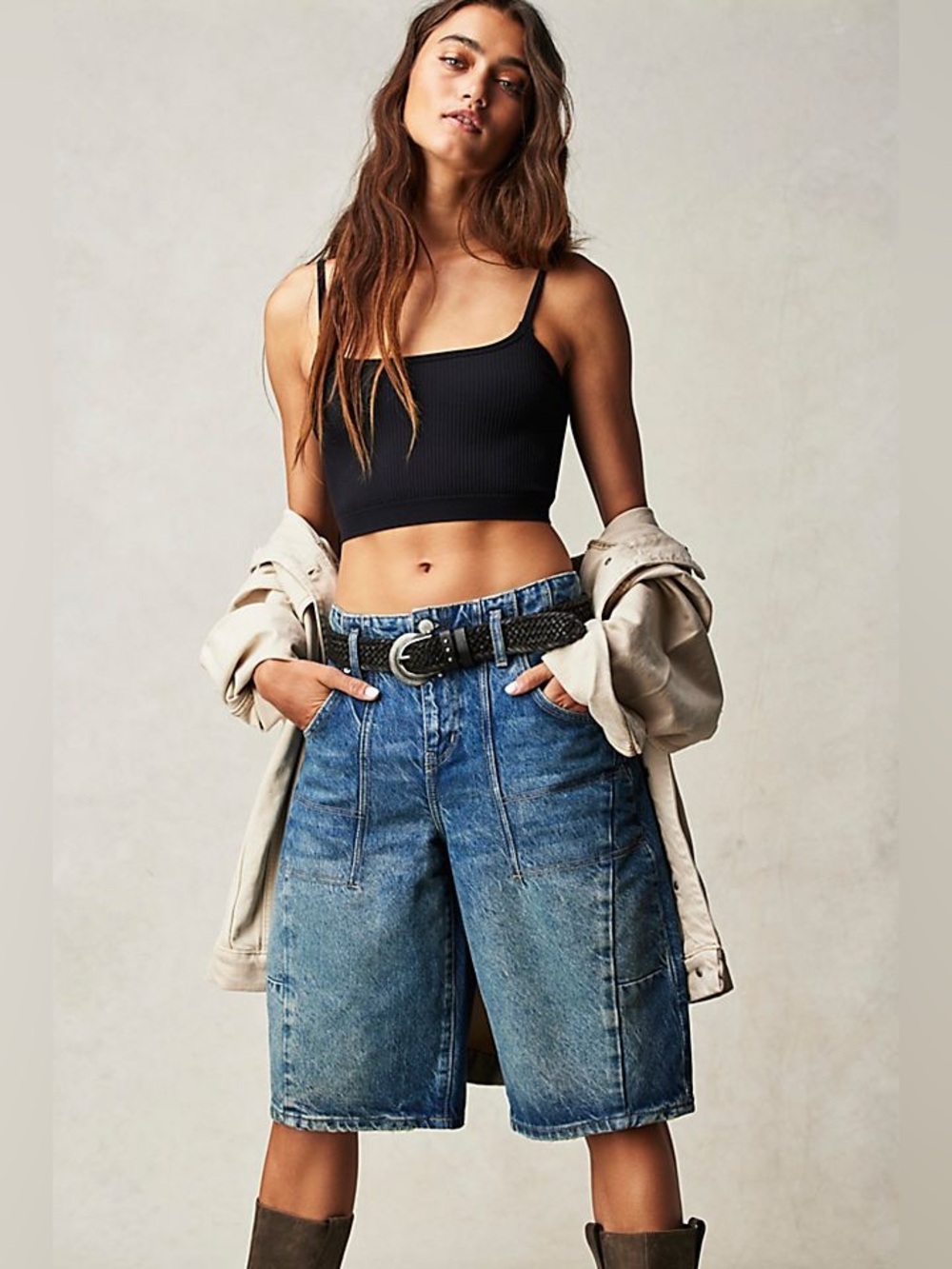 NWT FREE PEOPLE WE THE FREE Extreme Measures Barrel Shorts | Timeless Blue $128